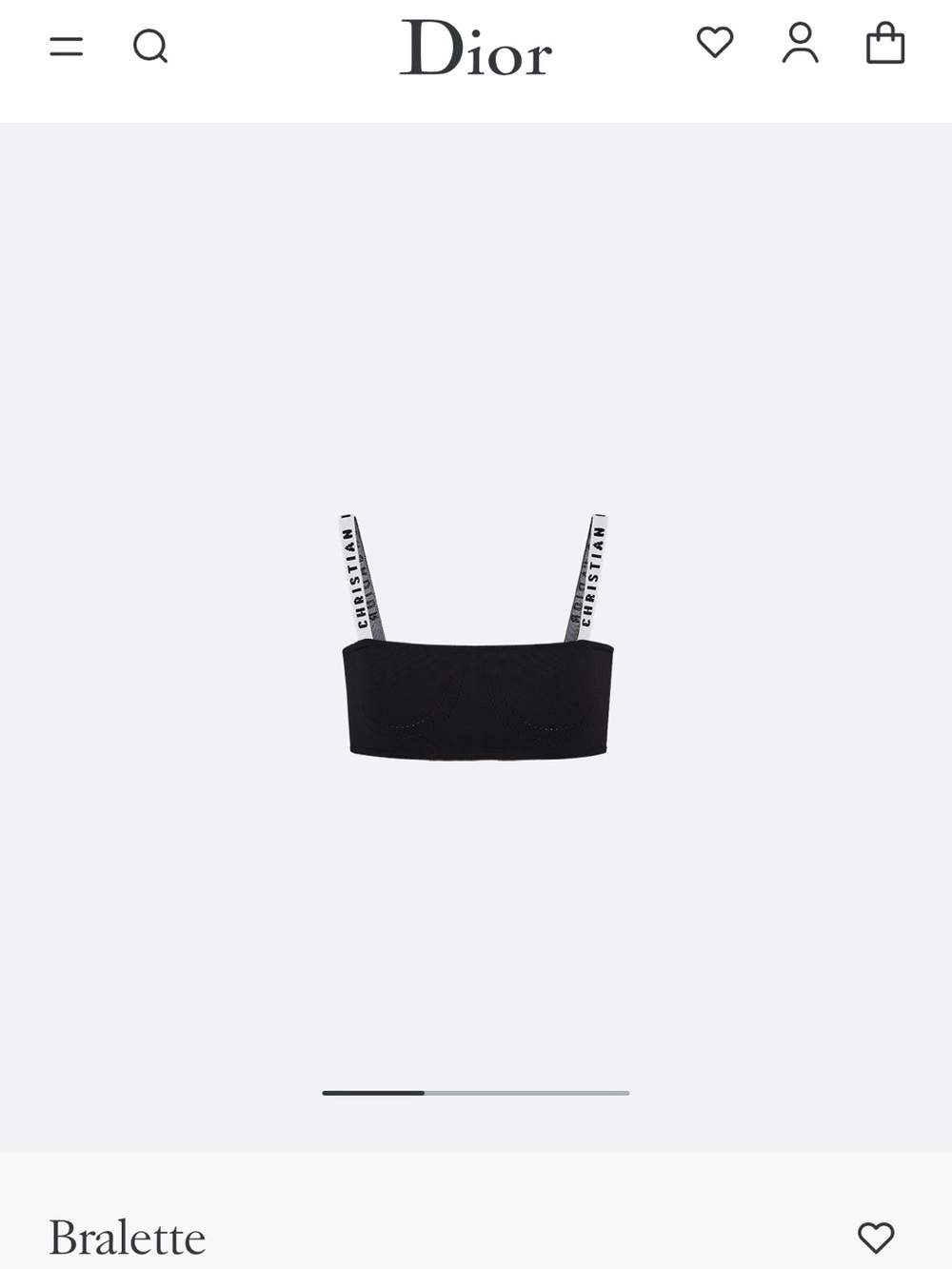 Dior Black Bralette with White Logo Straps